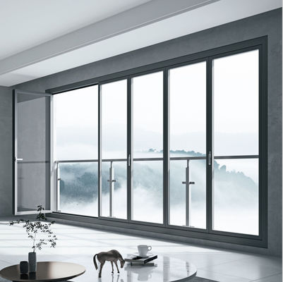 Glanzend vouwbaar Grijze aluminium tweevoudige deuren Op maat Hurricane Resistance