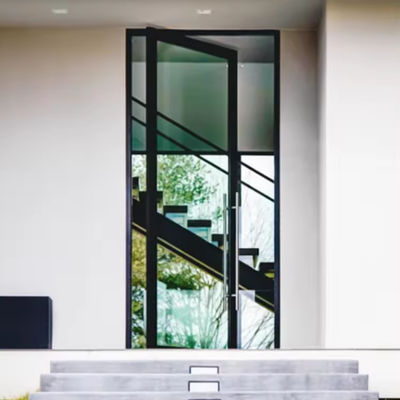 Aanpasbare poedergecoate aluminium pivot deur gelamineerd glas pivot ingang deur