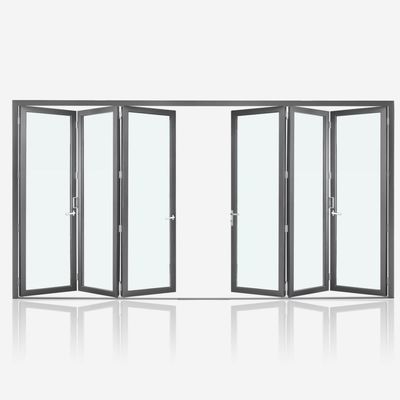 Gehard glas-aluminium vouwramen in gouden eik voor congrescentra