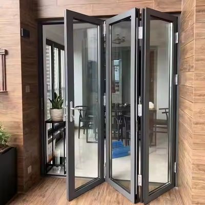 Double Glazed Transparent Glass Door Heavy Duty Heat Insulated Bi Fold Door
