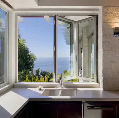 Custom Balkon Aluminium vouwvenster Gehard geïsoleerd vouwvenster