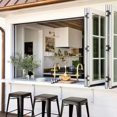 Custom Balkon Aluminium vouwvenster Gehard geïsoleerd vouwvenster