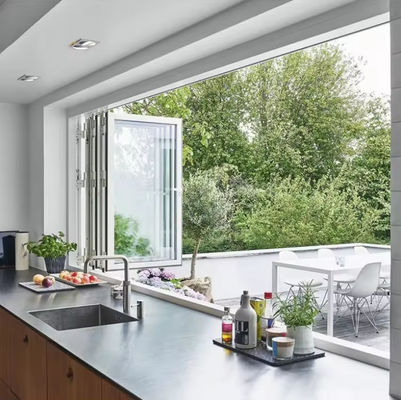 Custom Balkon Aluminium vouwvenster Gehard geïsoleerd vouwvenster