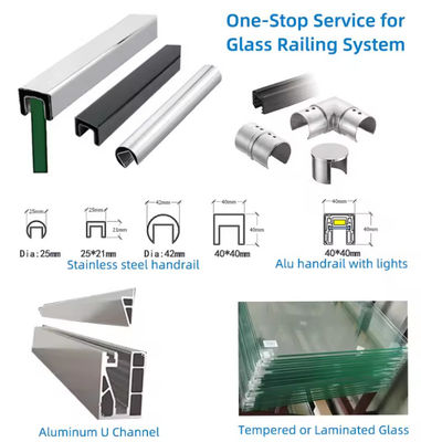 Lamel U-kanaal glazen balustrade