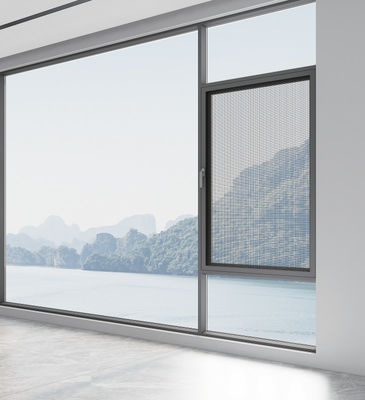 Grauw aluminium schommelvenster met hoge ventilatie