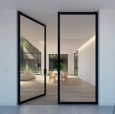 Slingende deur met dun frame van aluminium, gelaagd gehard glas, swingende deur van aluminium