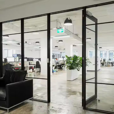 Dubbele behuizing aluminium frame swing deur modern ontwerp met gehard glas