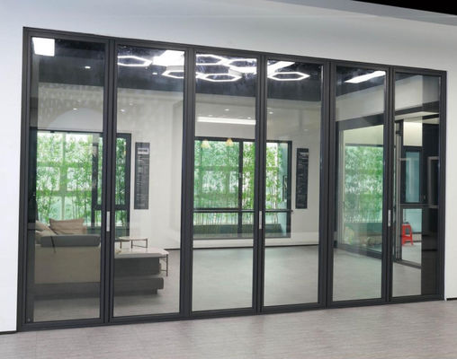 Tifoonbestendige aluminium vouwdeur op maat gehard glas vouwdeur