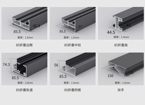 Glanzend vouwbaar Grijze aluminium tweevoudige deuren Op maat Hurricane Resistance