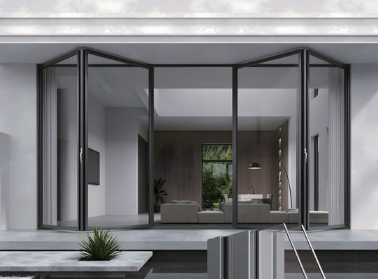 Thermische breuk Veiligheid Glas Aluminium vouwdeur Commercieel balkon vouwdeur