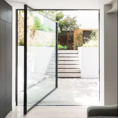 Aanpasbare poedergecoate aluminium pivot deur gelamineerd glas pivot ingang deur