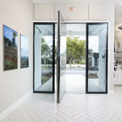 Aanpasbare poedergecoate aluminium pivot deur gelamineerd glas pivot ingang deur
