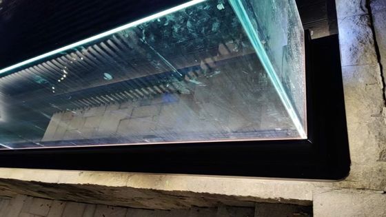 Aluminium- en glasrailings zonder raam rechthoekig met LED-licht