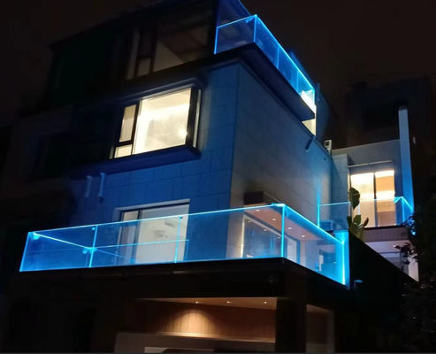 Buiten aluminium U-kanaal glasrail lichtgewicht met LED-licht