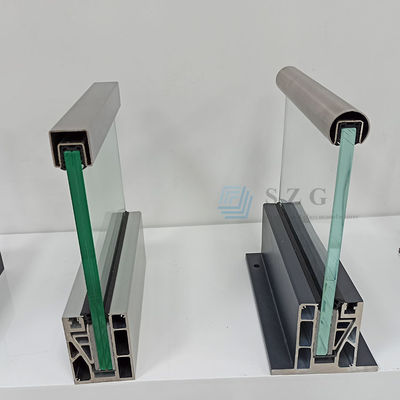 LED licht glazen balustrade aluminium moderne leuning ontwerpen raamloze gehard glas buitenbalkon leuning