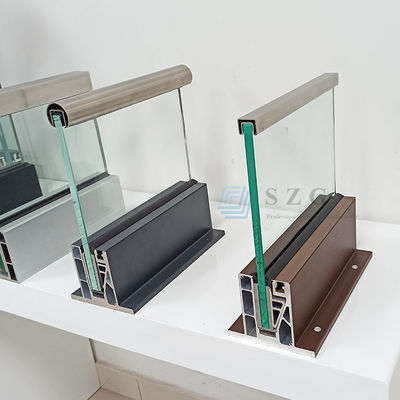 LED licht glazen balustrade aluminium moderne leuning ontwerpen raamloze gehard glas buitenbalkon leuning