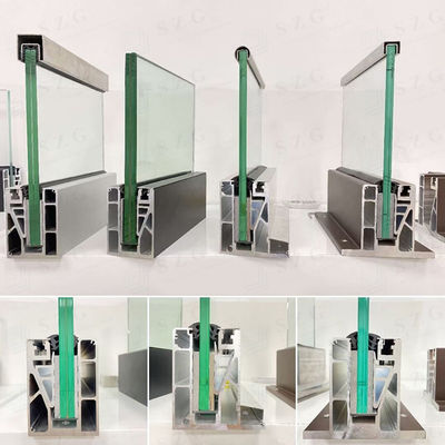 Aanpasbare 12 mm aluminium U-kanaal glazen leuning 304 SS handrail Frameless glazen balustrade
