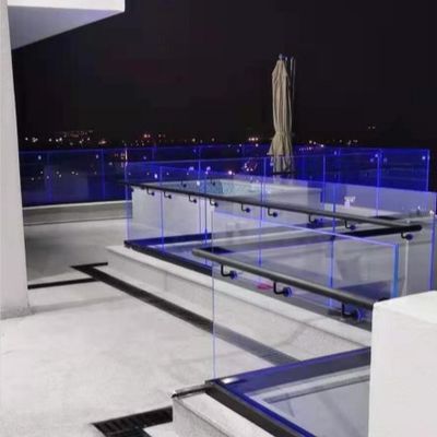 Stabiel gehard glas balkon balustrade glas U-kanaal systeem met aluminium handrail