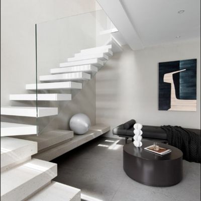 Solid Customized LED Light Floating Staircase met verborgen stalen balk en glazen leuning