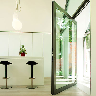 Aluminium frame Luxury Design Laminated Tempered Glass Pivot voordeur in aangepaste maten voor enkel- en dubbelglas type