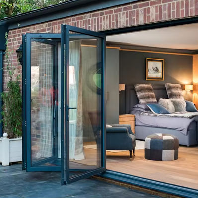 Orkaanbestendige Buitenzijde Bi-vouwdeur Aluminium Patio Bi-vouwdeuren Puertas Plegables Accordion Klaagglasdeur
