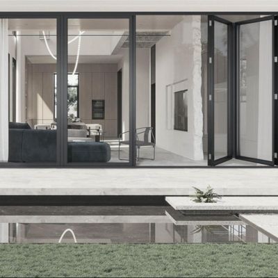 Aanpasbare afmetingen Aluminium tweevoudige buitendeuren Duurzame multi-paneel thermische isolatie