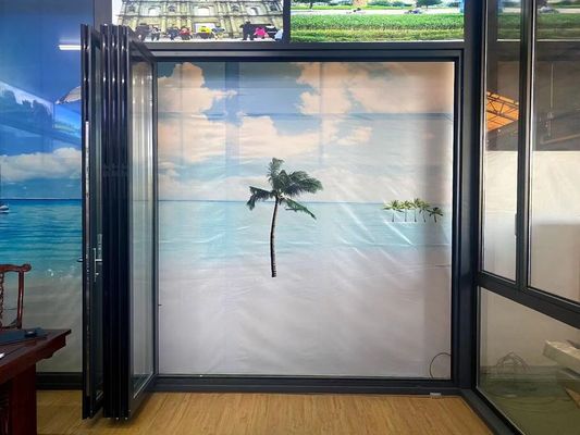 Modern interieur patio glas waterdicht schuif- en vouw aluminium tweevoudig deuren systeem voor restaurant thuis gebruik