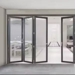 Modern interieur patio glas waterdicht schuif- en vouw aluminium tweevoudig deuren systeem voor restaurant thuis gebruik