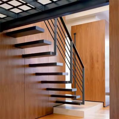 Wandmontage Decoratieve binnenruimte Massivhouten zwevende trap Onzichtbaar Stringer Huis Verbouwen Geprefabriceerde trap DIY Installatie