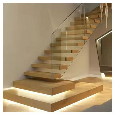 Laminated Glass Tread Aanpasbare Drijvende Trap met Solid Carbon Steel Stringer
