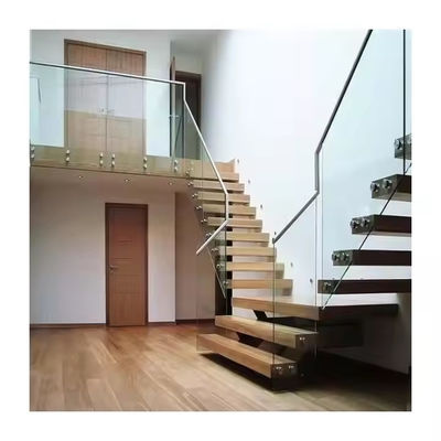 Laminated Glass Tread Aanpasbare Drijvende Trap met Solid Carbon Steel Stringer