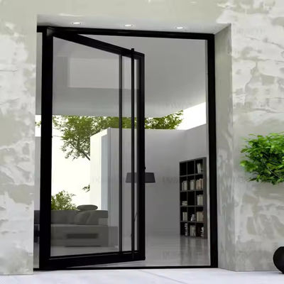4-12 mm dubbele glazen aluminium draaideur met helder glas en roestvrij staal scherm netten materiaal
