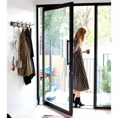 4-12 mm dubbele glazen aluminium draaideur met helder glas en roestvrij staal scherm netten materiaal