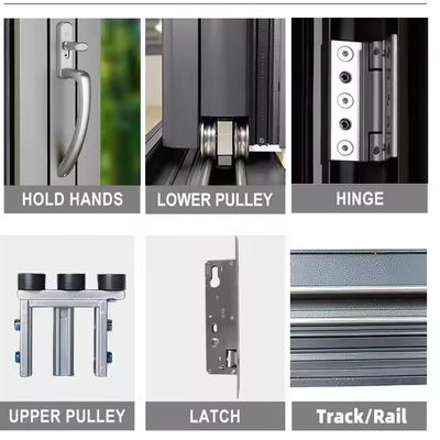 Modern aluminium vouwvenster met geïsoleerd gehard glas en op maat gemaakte glasdikte