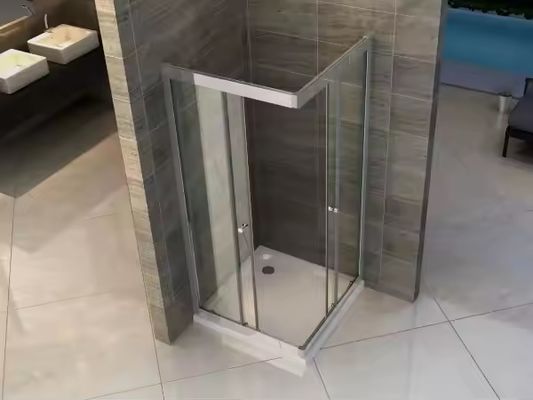 Zijdelingse glazen schuifwand voor badkamer aluminium glas roestvrij staal inloopdouche