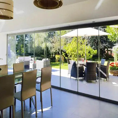 Aluminium Schuifbare Bi-vouw Transparante Gehard Glazen Deuren Voor Scheidingswand Balkon