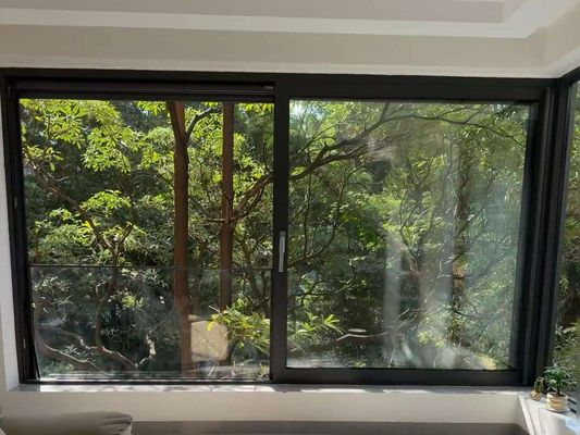 Op maat gemaakte dubbele beglazing zwart raam aluminium schuifvenster met roestvrijstalen hardware ontwerp