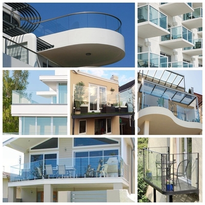 Customized Black Coating Frameless U Channel Glass Railing Glass Balustrade