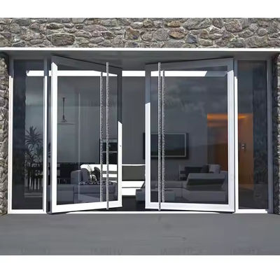 4-12 mm dubbele glazen aluminium draaideur met helder glas en roestvrij staal scherm netten materiaal