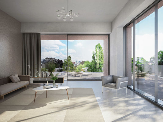 Moderne eenvoudige aluminium schuifdeur met roestvrijstalen hardware en versterkt frame