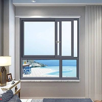 Op maat gemaakte dubbele beglazing zwart raam aluminium schuifvenster met roestvrijstalen hardware ontwerp
