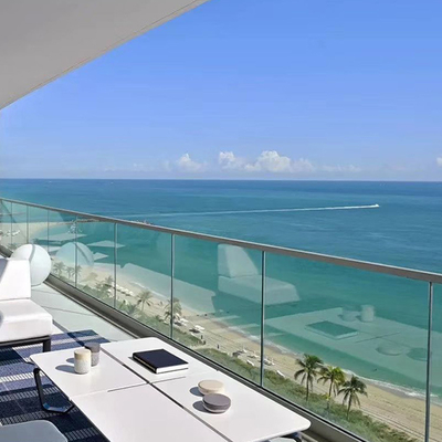 Anti-orkaan Veiligheid Gehard Gelaagd Glas Buitenreling Balustrade Voor Balkon