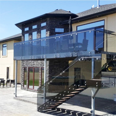 10 mm gehard glasrailingsysteem met standoffs van roestvrij staal